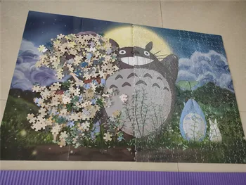 1000 Kos Sestavljanke Razkošje Lesa Totoro Ribolov Totoro Luna Noč, Risanka Anime Uganke Izobraževalne Igrače Darilo