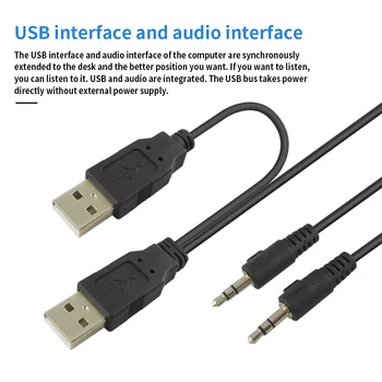 USB 2.0 Hub Office Tabela Grommet USB Podaljšek Adapter za Namizni Telefonski Polnilnik, Slušalke z Mikrofonom Vrata