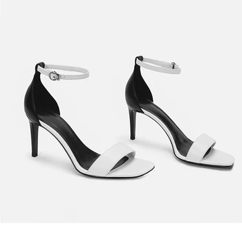 Suho new england modni Barvni kontrast seksi visoke pete peep toe stiletto stranka sandali ženske čevlje, ženska, čevlji ženske sandali
