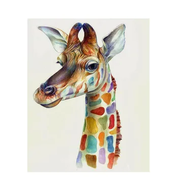 Žirafa glavo Živali Handpainted Odraslih Diy Olje Število Slikarstvo Kompleti Na Platno povzetek akril Barva Za Številke kompleti diy okvir