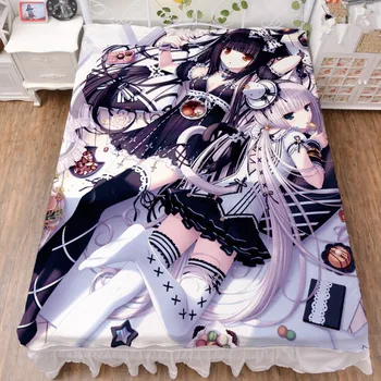 2019-avgust posodobitev Anime NEKOPARA chocolat vanilije, Kokosa seksi dekle posteljo mleka vlaken list & odejo poletje odeja, 150x200cm