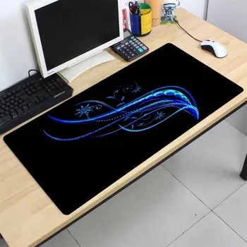 Mairuige Velike Mouse Pad XXL Črno Ozadje Modro Cvetlični Vzorec, Gaming Miška Ploščica Računalnika, Prenosnika Urad za Zaklepanje Desk Mat