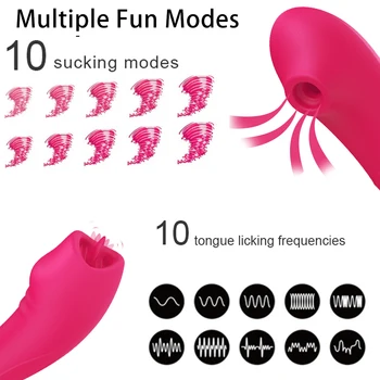 Dildo Sesanju Vibratorji za Žensko Klitoris Bedak Jezika opozarjanje z Bradavico Sesanju Blowjob ClitStimulator Erotične Igrače za Odrasle