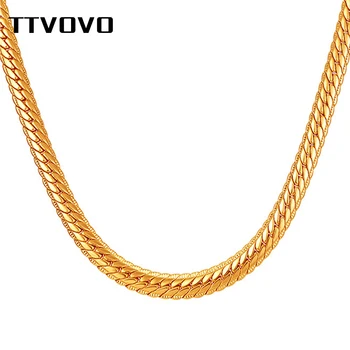 TTVOVO Ogrlice za Moške, Ženske 6 mm Širok Miami Kača Kubanski Povezavo Zlato Verigo, Hip Hop Nakit Dolge Verige Debel Velik, Močen Ogrlica