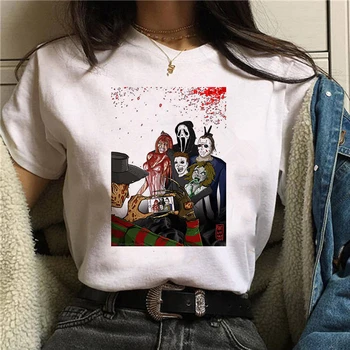 Groza Prijatelji Pennywise Michael Myers Jason Voorhees Halloween Ženske T-Shirt Vrh Ouija T Shirt Camiseta Ženska Majica