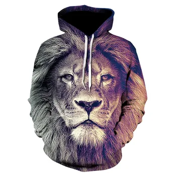 2020 jeseni in pozimi nove živali lev 3D tiskanje pulover s kapuco znamke kapičastih pulover moda znoj shirt ulica športna oblačila jakna