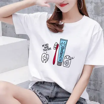 Ženske T-shirt poletje lepa risanka zob zobozdravnik modna ženska oblačila T-shirt 90. letih Harajuku Kawaii kratkimi rokavi
