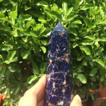 Naravna Modra Sodalite polirani Točke kamen eno točk zdravljenje wands