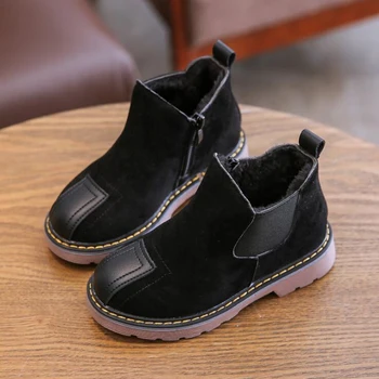 Pozimi Otrok Usnje Škornji Tople Volne Velike Dekleta Kratek Nepremočljiva Škornji Britanski Fantje Bombaž Krzno Čevlji Baby Toddler Fashion Show