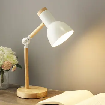 Ustvarjalne Nordijska Lesene Umetnosti Železa LED Zložljiva Preprosto Namizno Svetilko Zaščito za Oči Branje namizne Svetilke v Dnevni Sobi Doma
