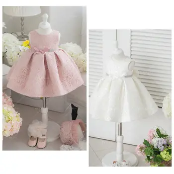 Dojenčka, Malčka Otroci Roža Punca Obleke Bowknot Čipke Trdna Bridesmaid, Formalno Stranko Obleko Otroke