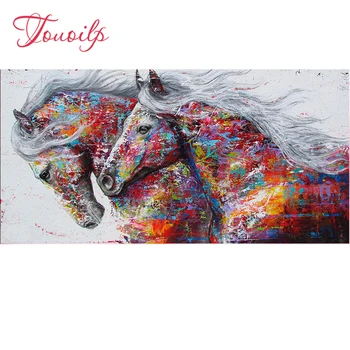TOUOILP spuare&krog Diamond Barvanje Konj Kompleti Ročno Needlework Diamond Vezenje Živali konj Nosorogovo Mozaik Sliko