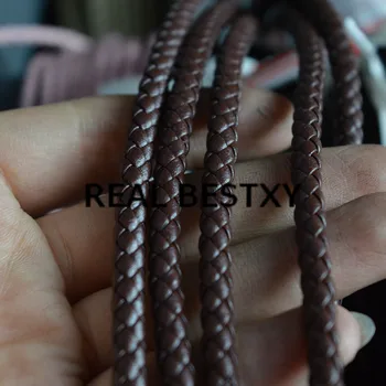 PRAVI XY 5m/veliko 5 mm rjava krog spleteno vrv, usnje za nakit zapestnica nakit ugotovitve pleteni trakovi usnja rjave barve