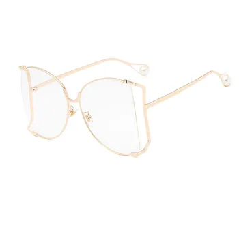 2020 Novo Blagovno Znamko Biseri Pol Okrogla Sončna Očala Ženske Modni Velik Okvir Gradient Sončna Očala Ženski Oculos Unisex Očala