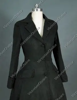 Edwardian Viktorijanski Downton Abbey, Gothic Črno Obleko Steampunk Vampir Kostum Čarovnica