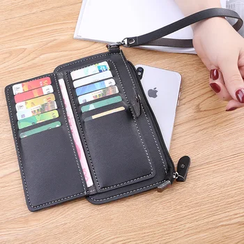 2021 preprost stil Otrok usnjene denarnice dolgo slim Ženske denarnice Trdna Zadrgo Hasp kartico sim denarnice 7 barve, sklopka torbici