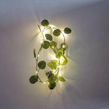 Ivy Listi Evkaliptusa Garland Pravljice Luči Led Niz Luči Mini Led Bakrene Žice Luči Za Poroko, Božič Dom Dekor 2m