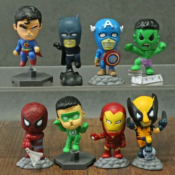 VROČE Avengers Junakov Kapetan Ameriške Hulk X-men Spiderman Mini PVC Akcijska Figura, Igrače, Lutke 8pcs/set