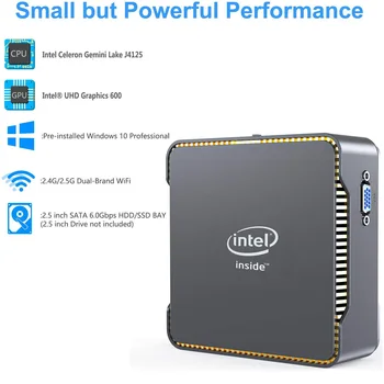 Intel Celeron J4125 Quad Core Mini PC DDR4, 8GB RAM-a, 128GB/256GB SSD Windows 10 Dvojno WIFI 1000M LAN 4K WIN10 Gaming Računalnik PC
