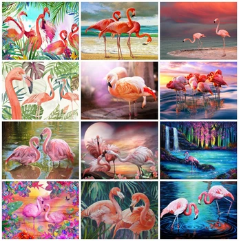 EverShine 5D Diamond Slikarstvo Celoten Kvadratni Živali Diamond Vezenje Flamingo Navzkrižno Šiv Prodajo Doma Dekor Obrt Umetnosti Darilo