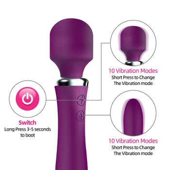 G Spot Vibrator, Vibrator 10 Vibrira Načini Zmogljiv AV Palico Massager Adult Sex Igrača za Žensko Klitoris Spodbujanje Ženski Vibrator Erotične Igrače