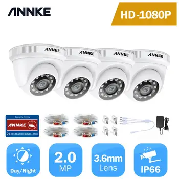 ANNKE 4PCS 1080P nadzorne Kamere 2MP IP66 Nepremočljiva Notranja Zunanja CCTV Kamere Komplet 30 m Night Vision s Pametnimi IR Dome Kamera