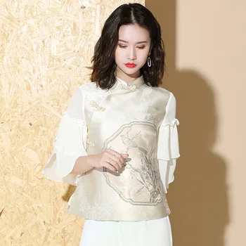 Kitajske tradicionalne trgatve flare rokavi ženske jakne, srajce
