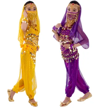 Otrok Trebuh Plesalka Pasu Hlače Tančico Pribor za Krila Otroci Masko Bollywood Obleko Dekleta ples Trebuh Kostum Set 2-8Pieces