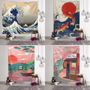 2020 Japonski odejo big tapiserija, kita arowana zmaj phoenix totem steni visi bohemian postelji, odejo doma dekor tapiserija