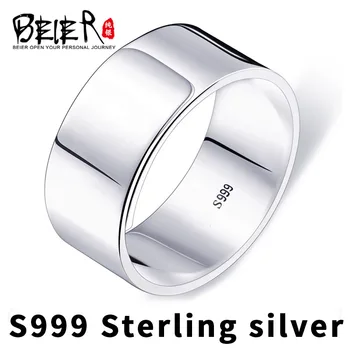 Beier novi trgovini pridejo 999 srebrni funt moda Preprost in eleganten 9 mm širina za moške in ženske, darilo obroč, nakit, LBR-SR002