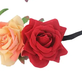 Nove Lepe Neveste Počitnice Hairband Mavrične barve Headdress Fannelette Rose Cvet CrownHeadband Poroko Cvetlični Venec