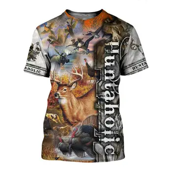 Lov na Jelena Camo 3D Tiskanih Živali Mens t shirt Harajuku poletje Unisex majica Priložnostne T-shirt vrh Padec ladijskega prometa KJ055