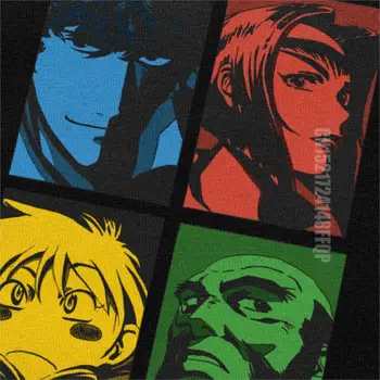 90. letih Anime Cowboy Bebop T-shirt Moške O-vratu Space Cowboy poglejmo Jam Priložnostne Tshirt Mehko Bombažno Slim Fit Tee Darilo Manga Fan Oblačila