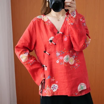 Kitajski Slog Obleka Ženske Obleke 2020 Cheongsam Vrh Perilo, Srajce Poševna Bluzo Bombaž Hanfu Ženske Kitajski Vrhovi FF2919