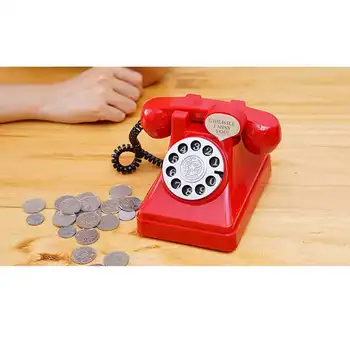 Creative 3D Telefon Denar Telefon Kovanec Polje Risanka Gramofon se Digitalne Telefonske Denar Varno Presence Banka Otrok Plastičnih Darilo-Rdeča