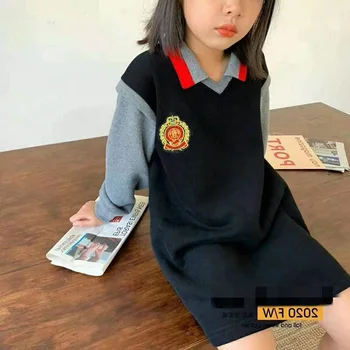 Dekleta 2020 Nove Jesensko Dolg Rokav Bombaž Tkanje Standard College Obleko Pulover Malčka Otroci River Priložnostne Dolge Majice Oblačila
