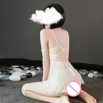 Ženske Vidijo Skozi Nightgown Seksi Perilo Pajama Nastavite Trepalnic Čipke Perilo Erotično Baby Doll Gole Prsi Transprent Sleepwear Seks