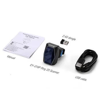 Eyoyo Nova 2D Modni Prstan za branje črtne kode, Bluetooth 2.4 G Brezžični USB 3-v-1 1D QR bar code Reader Nadgrajeno PDF417 Podatkov Matrika