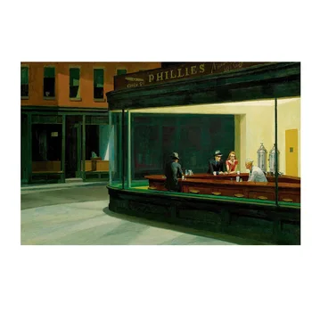 Slavni slika Edward Hopper Nighthawks Platno Slikarstvo Plakatov in Fotografij Wall Art za Dnevni Sobi Doma Dekor (Brez Okvirja)