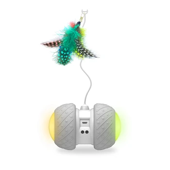 USB Polnilne LED Žareče Avto Igrače Z Perja Za Mačke Avtomatski Električni Mačka Dražila Igrače Oprema（Perje Le）