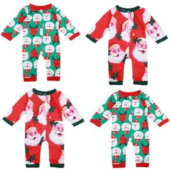 Božič Novorojenček Dojenček Fant Dekle Santa Snjegović Dolg Rokav Romper Obleke Otroška Oblačila Božič