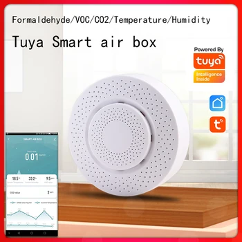 Tuya WIFI Smart Air Box Formaldehida VOC Ogljikovega Dioksida Temperatura Vlažnost Senzor za Avtomatizacijo Alarm Detektor Smart Sensor