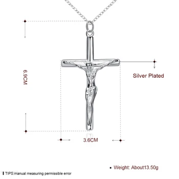 INRI Križani Jezus Kos Srebro 925 Obesek & Ogrlica za Moške Katoliške Verske Križ Srebro Hip-hop Nakit Darila P624