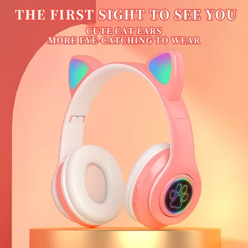 RGB Svetloba Bliskavice Luštna Mačka Ušesa Brezžične Slušalke za Zmanjšanje Hrupa Slušalke Bluetooth Otrok Slušalke Z Mikrofon Za Telefon