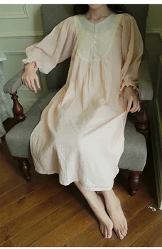 Princesa Nightgown Pižame Žensk Sleepwear.Gospa Kraljeva Vezeni Cvetje Dolgo Nightdress Lolita Pižame Loungewear More