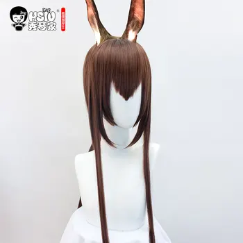 HSIU AMIYA Cosplay Lasuljo Arknights Obroč Uho Rjava Sintetičnih lasuljo Kostum Igra Ženska Lasulje Halloween Anime Igra Lase brezplačna dostava