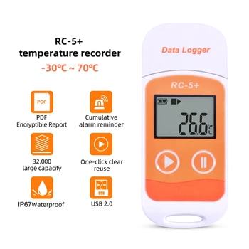 Visoko natančnostjo Digitalnih RC-5+ PDF USB Temperatura Zapisovalnik Podatkov 32000 Nadgradnjo Točk za Hlajenje, Hladna Veriga Promet, Laboratorijih