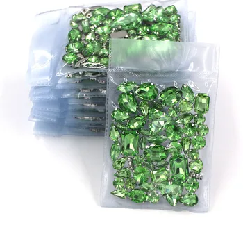 Brezplačna dostava na Debelo 5 vrečke za mešano obliko stekla kristalno iver znanja Svetlo zelena sew na okrasnih diy/obleke, poročna obleka