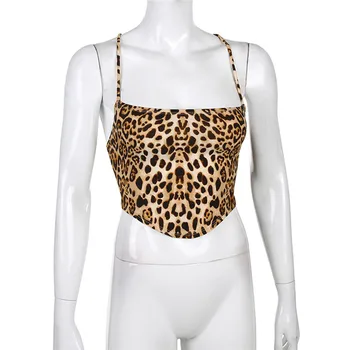 Poletje Gothic 2020 Ženske Leopard Seksi Camis Obreži Zgoraj Priložnostne Ulične Femme Backless Tank Top Leopard Natisnjeni Mujer Ropa