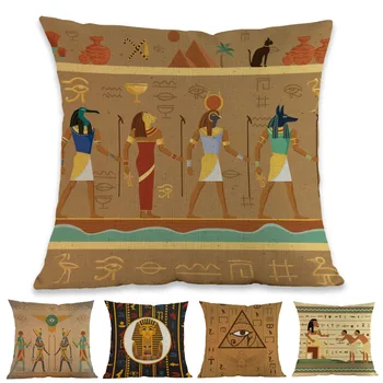 Stari Egipt Freske portret Hieroglyphs Faraon Horus Oči Bogov Vrgel Blazino Primeru Home Gallery Kavč Dekorativne Blazine Pokrov